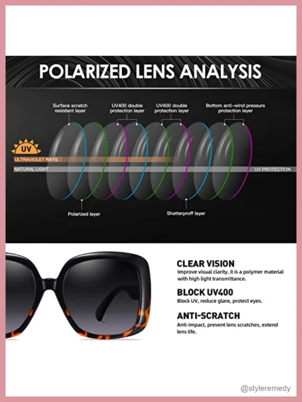 Oversized Square Polarized Sunglasses for Women UV400 Protection Retro Shades